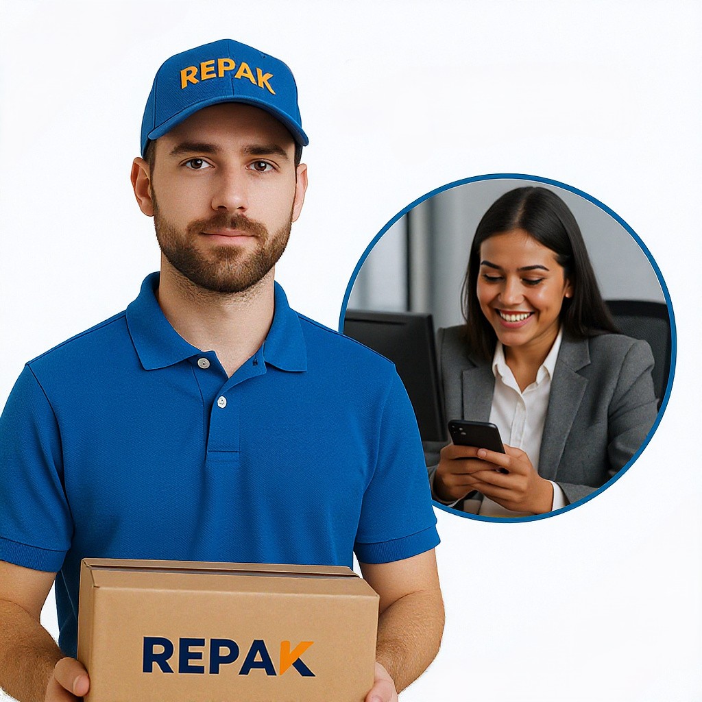 Persona de reparto sonriendo